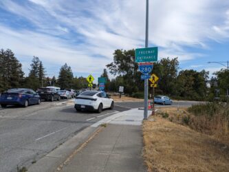 INTERSTATE 280/WOLFE ROAD INTERCHANGE CUPERTINO Cars enter an interstate on-ramp